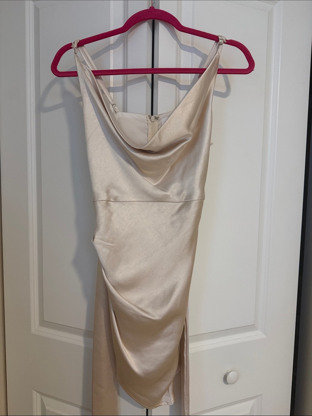 Cowl Neck Midi Slip Dress in Cream